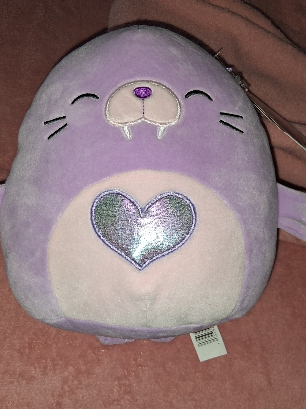 Squishmallows Winnie The Walrus Valentine Edition Heart 8" Plush  Purple NWT